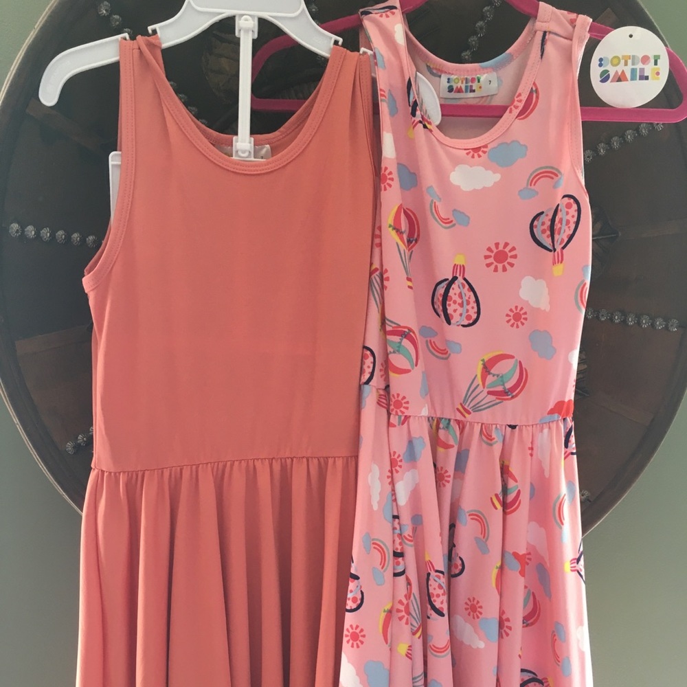 Dot dot smile dresses.  coral and light pink